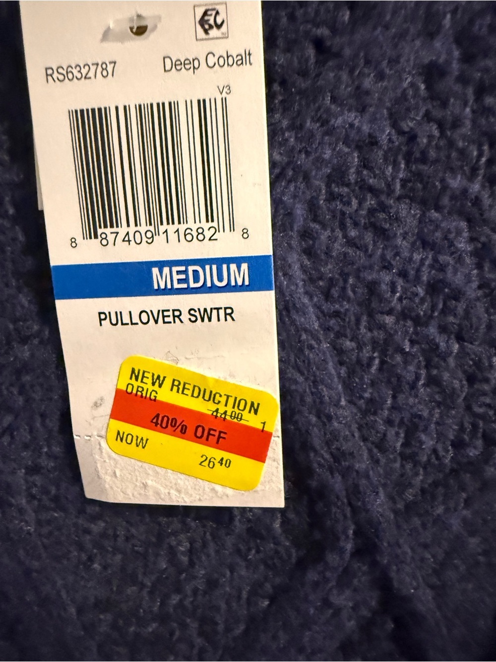 Ultra Flirt Navy Cable Crewneck Sweater New, size Med - Picture 3 of 6
